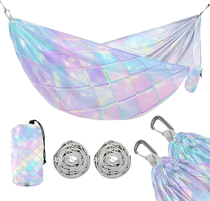 Rainbow Dragon Scales Shimmering 330lb Capacity Outdoor Hammock Rope Hammock for Outside Patio Backyard Poolside hamacas para Deck