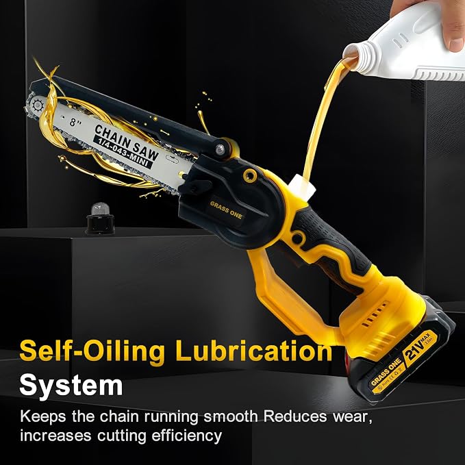 Mini Chainsaw, 8 inch & 6 Inch Portable Electric Chainsaw, 2026 Upgrade, Small handled Chain saw Cordless with 2 Batteries & Auto Oiler for Trees Branches, Garden, Yard, Power Gifts for Men Dad Mom
