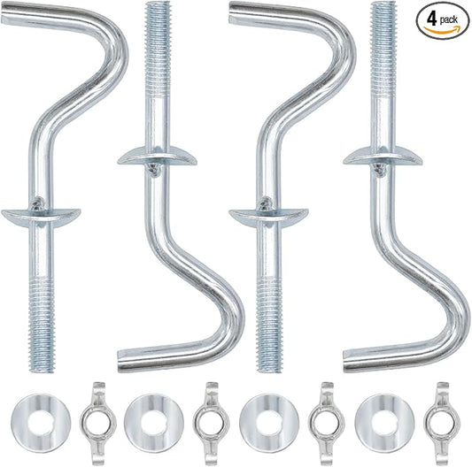 4 Packs Hammock Hooks Heavy-Duty Replacement Hooks Hammock Combo Hardware Kit Hammock Stand Replacement Hooks Fit 3/8 Inch Dia. for Home Patio Umbrella Base Garden (Silver)