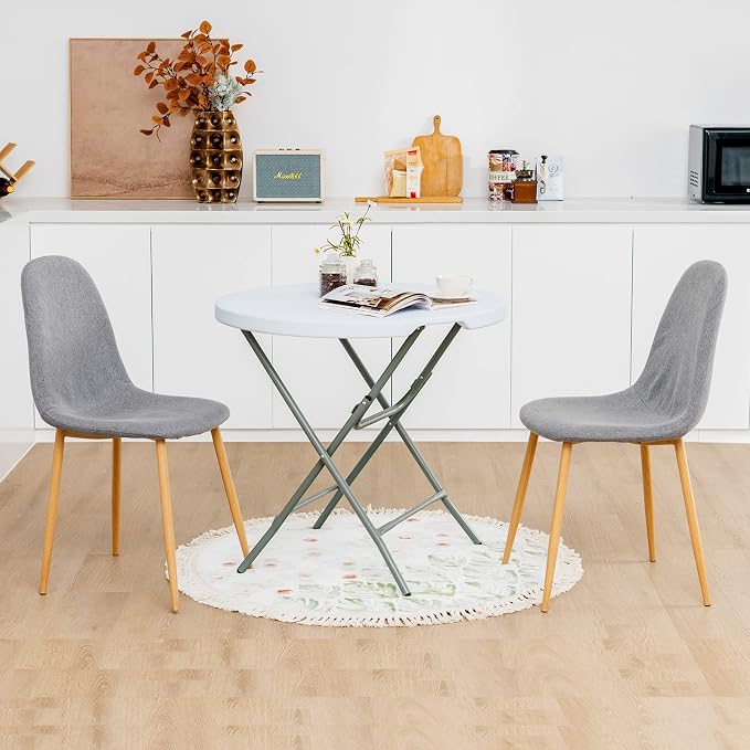 MEDIMALL 32” Round Folding Table, Portable & Lightweight Picnic Table with HDPE Tabletop & Heavy-Duty Metal Frame, Indoor Outdoor Fold Up Table for BBQ, Camping, Party, Dining