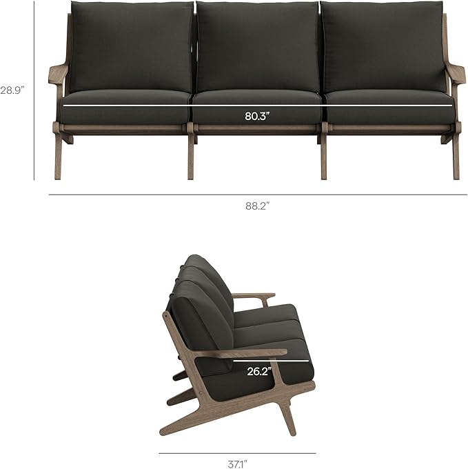 Modway Saratoga 4-Piece Outdoor Furniture Set in Flint Gray - Patio Conversation Set with Sofa, Loveseat, Side Table and Coffee Table