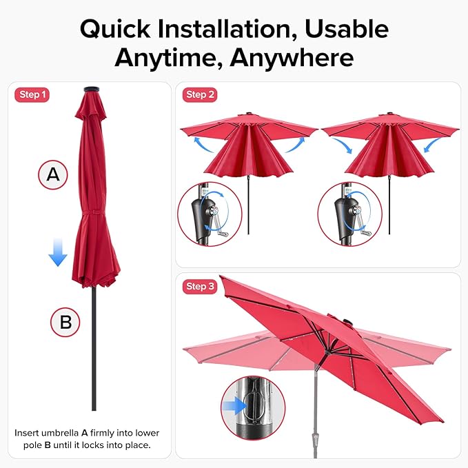 NEWBULIG 10FT Patio Umbrella, Offset Cantilever Outdoor Patio Table Umbrella, UV Protection, Fade Resistant Fabric, Easy Tilt Adjustment for Deck, Pool, Backyard, Garden