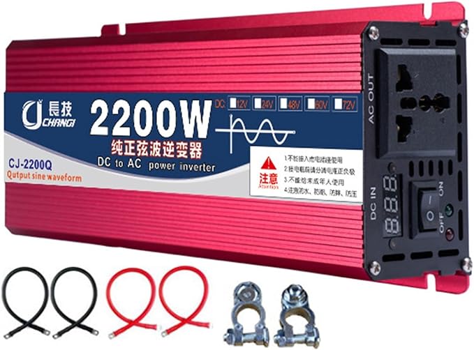 Upgraded high Power 6000W 8000W 10000W 12000W 16000W Pure Sine Wave Power Inverter 12V 24V 48V DC to 110V 220V AC Converter with LED Display for Car/RV Home Solar System(2200W,24vto110V)