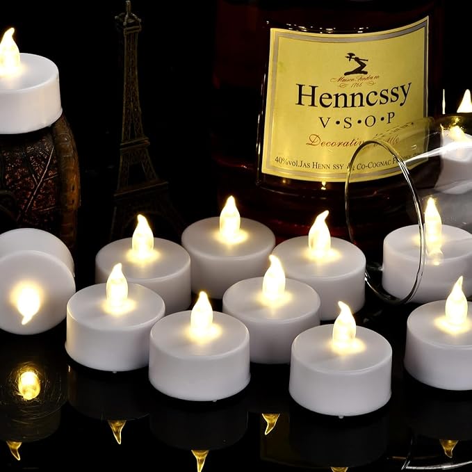 Hanzim Battery Operated LED Tea Lights: 12PACK Flameless Votive Candles Lamp Realistic and Bright Flickering Holiday Gift Long Lasting 150Hours for Seasonal & Festival Celebration Warm White