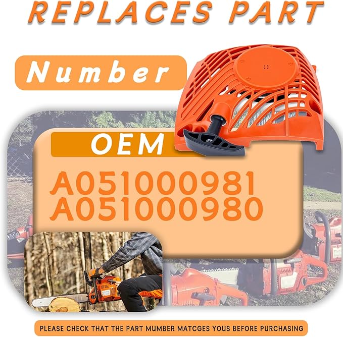 CS-400 Recoil Starter Assembly for For Echo CS-370, CS-370F, CS-400, CS-400F, CS-420ES Chainsaws – OEM Replacement A051000982 A051000981 A051000980