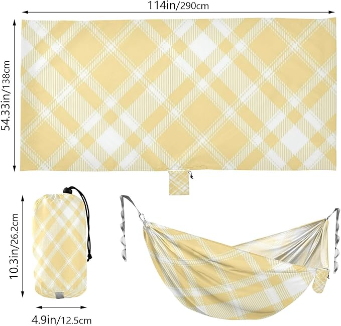 Yellow Checkerboard 330lb Capacity Hammocks with Tree Straps Fabric Hammock for Outside Patio Garden hamaca para acampar