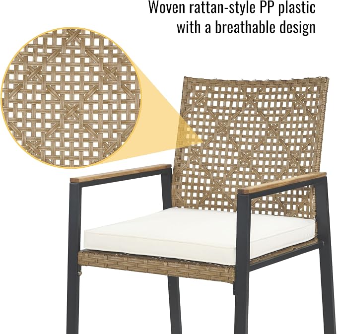 5 Piece Outdoor Dining Table for 4, 35" Dining Table with Umbrella Hole & Stackable Chairs for Patio, Deck,Patio Dining, Outdoor Dining Table Chair, Conversation Set, Patio Furniture Set, Yellow Color