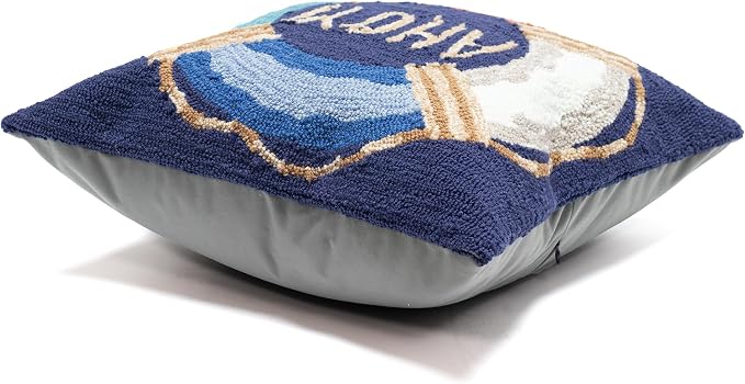 Liora Manne FRONTPORCH Indoor/Outdoor Handmade Pillow - Traditional Graphic Casual Beach Accent (Ahoy Navy) (18" x 18")