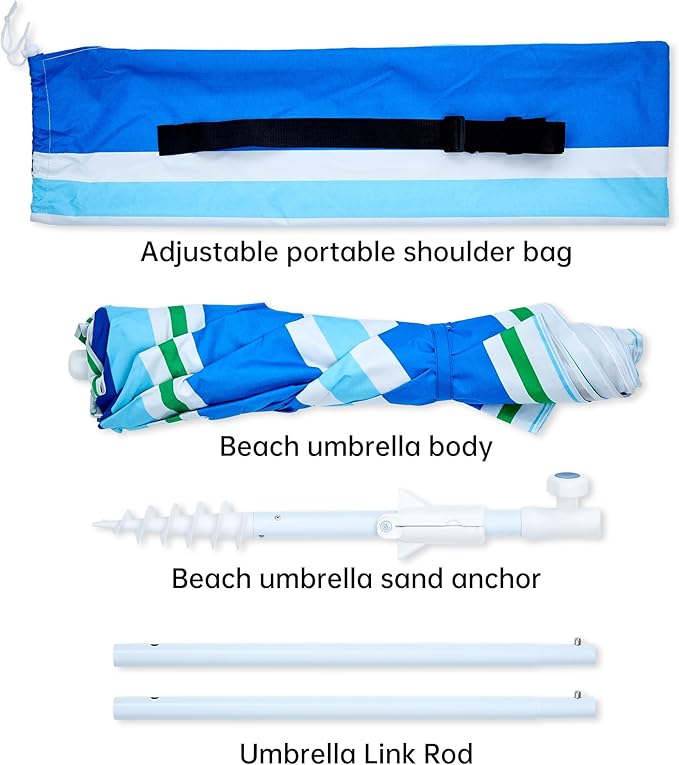 Aohanoi Outdoor Umbrella - Sun Protection, Rain Resistant, Windproof with Manual Open-Close Feature - Ideal for Beach, Camping, and Picnics