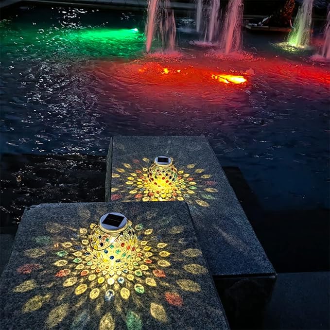 Color Changing Solar Powered Mosaic Glass Ball Light, IP65 Waterproof Garden Outdoor Table Lamps, Decorative Night Light for Patio, Yard, Room & Ideal Gift for Women/Girls