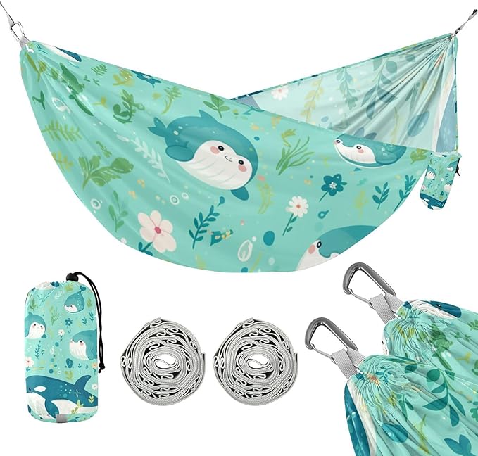 Delicate Cartoon Orca Green 330lb Capacity Hammocks Tree Hammock for Indoor Outdoor Patio jamaca para Patio
