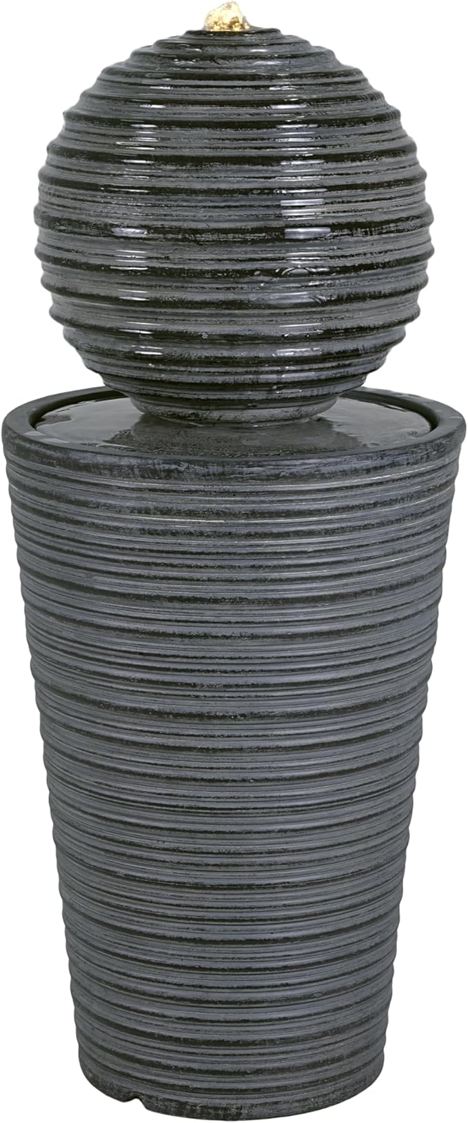 31.5" Tall Striped Concrete Column Fountain with LED Light Minimalist Concrete Column Fountain Modern Outdoor Oasis Sturdy Landscape Feature Outdoor Fountain & Waterfalls for Garden Patio Yard & Deck