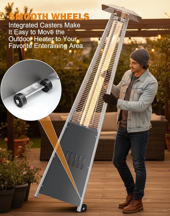 Pyramid Patio Heater, Outdoor Heater 48,000 BTU with Wheels & Weather-Resistant Cover, Triple Protection System for Large Spaces (Commercial Patio, Rooftop, Event) (2 heater)