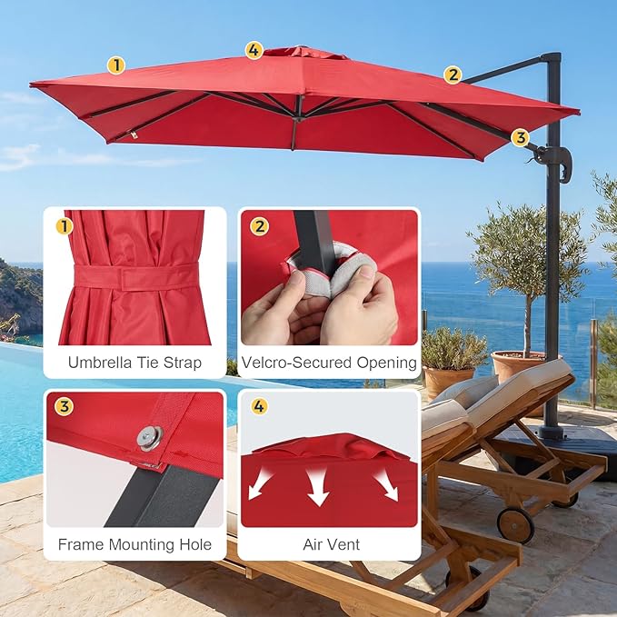 COWVIE Umbrella Canopy Replacement for 8 Ribs Patio Umbrella, Outdoor Table Parasol Replacement for Yard, Canopy Only