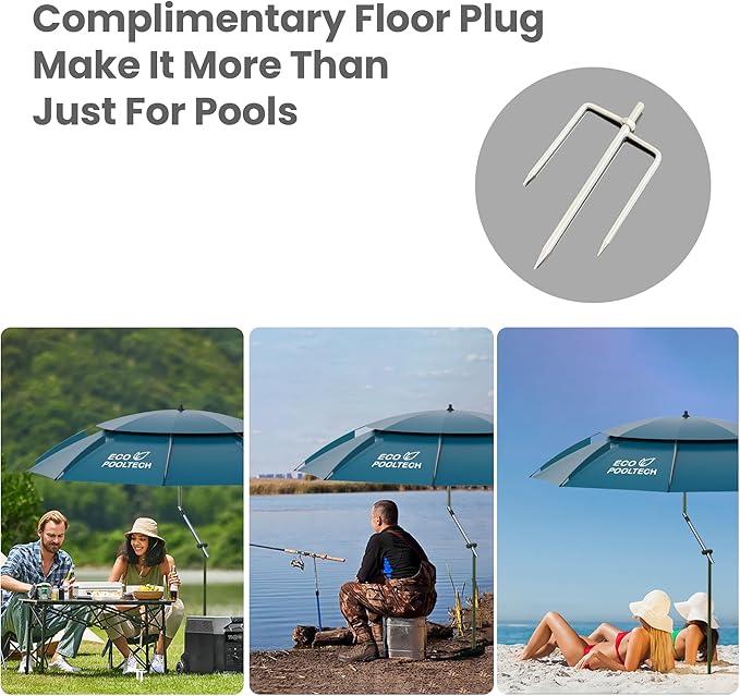 ECOPOOLTECH 7' Above Ground Pool Umbrellas, Outdoor Pool Sunshade for Oval or Rectangular Swimming Pools, Multi-functional Patio Umbrella for Garden/Pool Deck/Backyard, Must have Pool Accessories