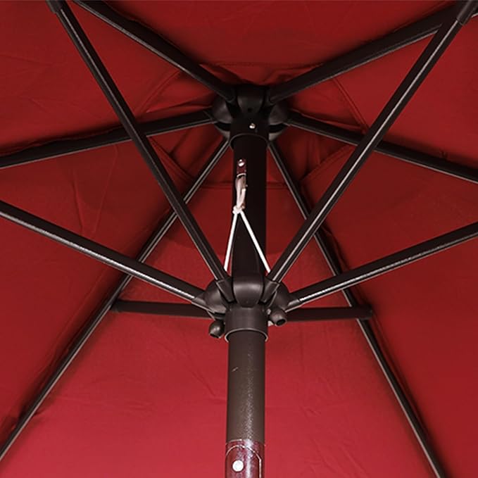 Blissun 7.5 ft Patio Umbrella, Yard Umbrella, Outdoor Market Umbrella with Push Button Tilt Crank, Burgundy