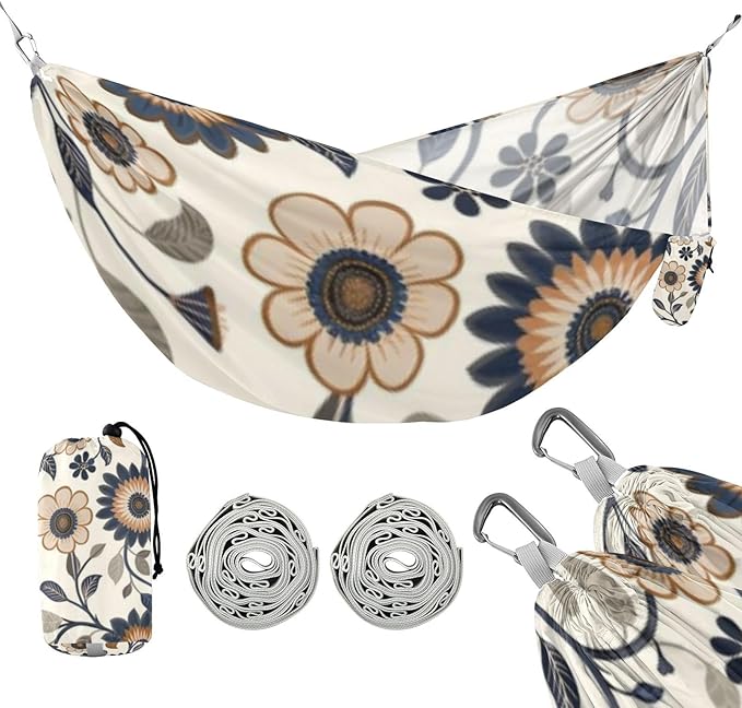 Vintage Retro Flowers 330lb Capacity Outdoor Hammocks with Portabl Carry Bag Hanging Hammock for Indoor Outdoor Patio hamaca para acampar