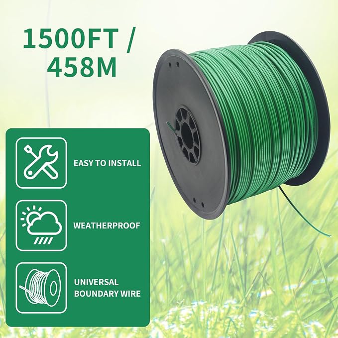 Universal Robotic Mower Boundary Wire Automatic Lawnmower 16 Gauge AWG 3.4 mm Perimeter Wire for Husqvarna Worx and Other Robot Lawnmower Brands, 458M/1500FT