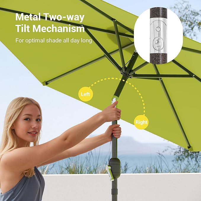7.5ft Outdoor Umbrella Patio Umbrella,2-Year-Non-Fading,Table Market Patio Umbrella with Push Button Tilt and Crank,for Pool, Deck, Garden,Backyard