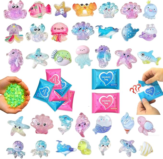 100PCS Ocean Animal Mystery Blind Bag Mini Resin Animals Variety Pack, Tiny Miniature Animal Figurines Bulk, Mini Resin Figures, Surprise Toys for Kids, DIY Crafts, Collectibles, Mini Toys Decorations