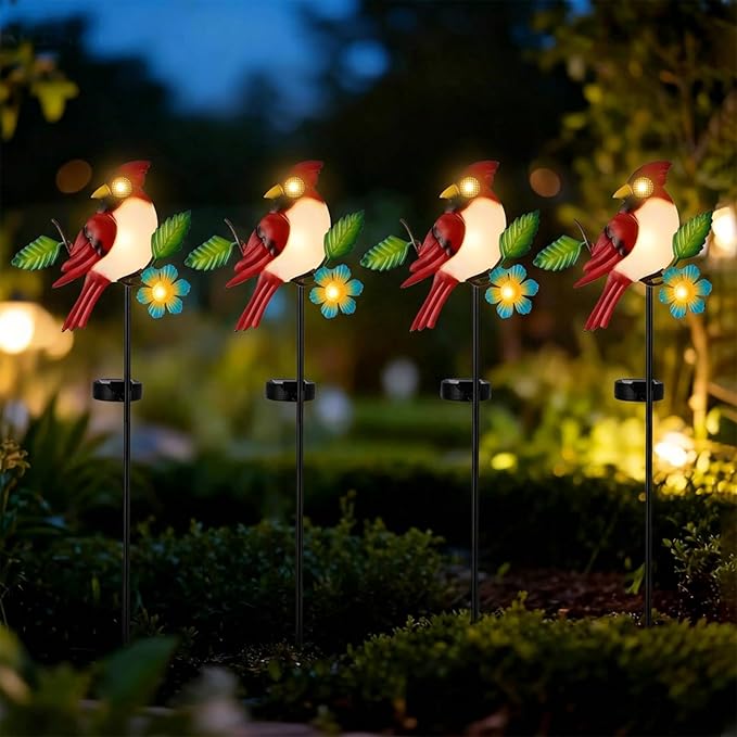 Solar Stake Lights Outdoor - Dynamic Eyes Cardinal Decor Lights Waterproof Solar Garden Stakes for Lawn Patio Pathway Decorative Yard Art Ornaments Gifts for Women Men Mom Grandma Dad