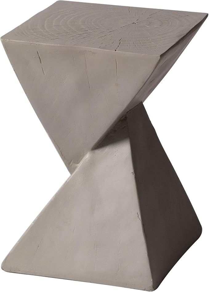 LeisureMod Modern Side Table Square Fiberstone Accent End Stool for Home Outdoor Patio Table Living Room Night Stand, Weather-Resistant, Glint in Grey