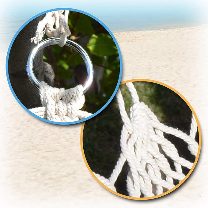 Strong Camel Hanging Caribbean Polyester Hammock Chair 48 Inch (White)