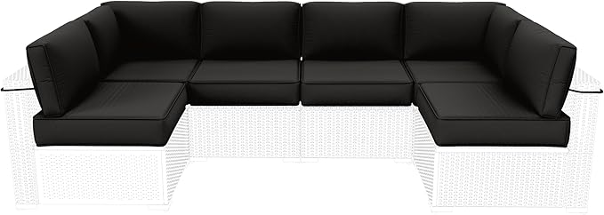 Outdoor Furniture Replacement Cushions, 5" Foam Foam High-Density, Fits 6-seat Sectional Rattan Conversation Set, 14 Piece Patio Water-Resistant Replacement Sofa Cushions, Liner&Cover