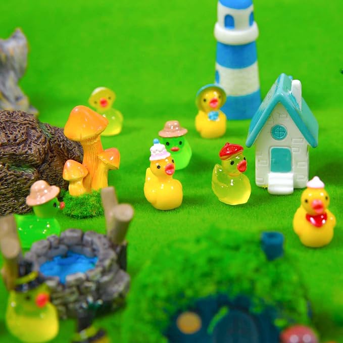U-Zimikee 45 Pcs Multicolor Mini Resin Ducks, Little Ducks Figurines, Tiny Ducks to Hide, Small Miniature Ducks Figures Bulk for Fairy Garden, Dollhouse Decoration Micro Landscape Ornament