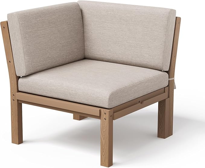 Stoog Modular Corner Unit - Waterproof Connector for L-Shaped & U-Shaped Outdoor Sectional Sofas, Teak