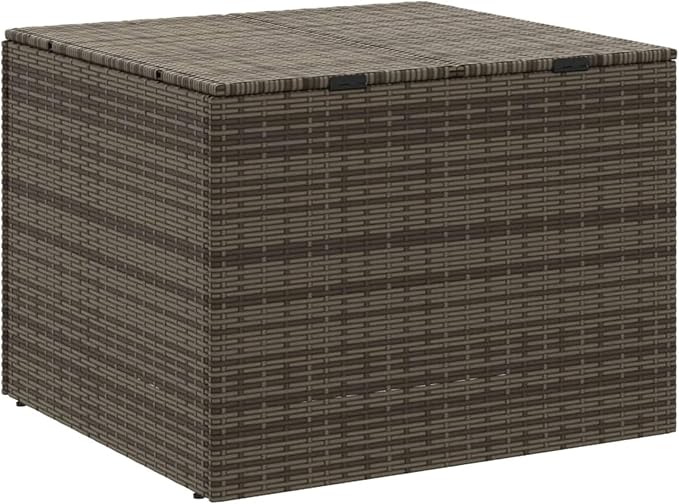 Gecheer Outdoor Storage Box, Medium Grey PE Rattan Deck Box with Waterproof Cover, 291L Capacity for Patio, Balcony, Garden