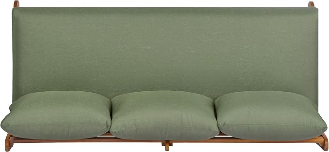 Christopher Knight Home Isabel 5-Seater Outdoor Patio Furniture Set with Removable Cushion, Acacia Wood Patio Conversation Set with 3-Seater Sofa & Club Chairs, 3 Piece Sectional Sofa Set, Green+Teak