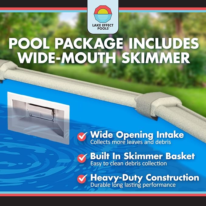 Lake Effect Pools 'Lifestyle' 12 ft Round Above Ground Swimming Pool | 54 Inch Resin Protected Steel Sided Walls | Bundle Includes: 25 Gauge Overlap Liner & Widemouth Skimmer