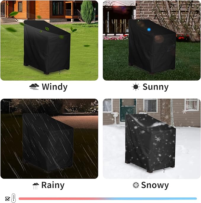 Outdoor Chair Covers 2 Pack, ALSTER Patio Chair Covers, Durable and Waterproof Black Furniture Covers for Lounge Deep Seat, Rain Snow Dust Wind-Proof(28" L x 36" W x 47" H)