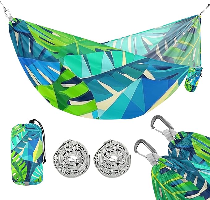 Geometric Abstract Palm Leaf Summer 330lb Capacity Outdoor Hammock Hanging Hammock for Outside Beach Patio Garden hamaca para Patio Exterior