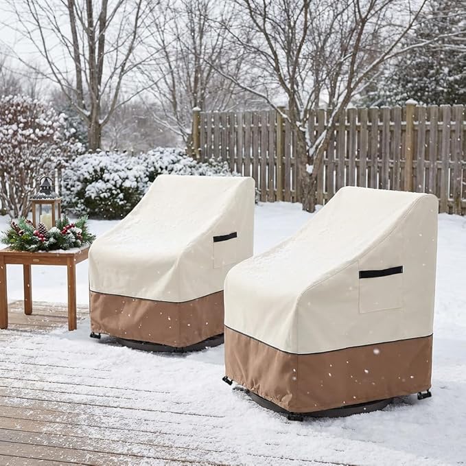 Outdoor Chair Covers Heavy Duty Waterproof Patio Furniture Covers, 33" W x 35" D x 36" H Outdoor Furniture Cover 2 Pack (Beige & Brown)