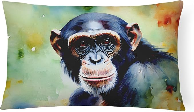 Caroline's Treasures DAC2896PW1216 Chimpanzee Throw Pillow Machine Washable, Indoor Outdoor Decorative Pillow for Couch, Bed or Patio, 12HX16W