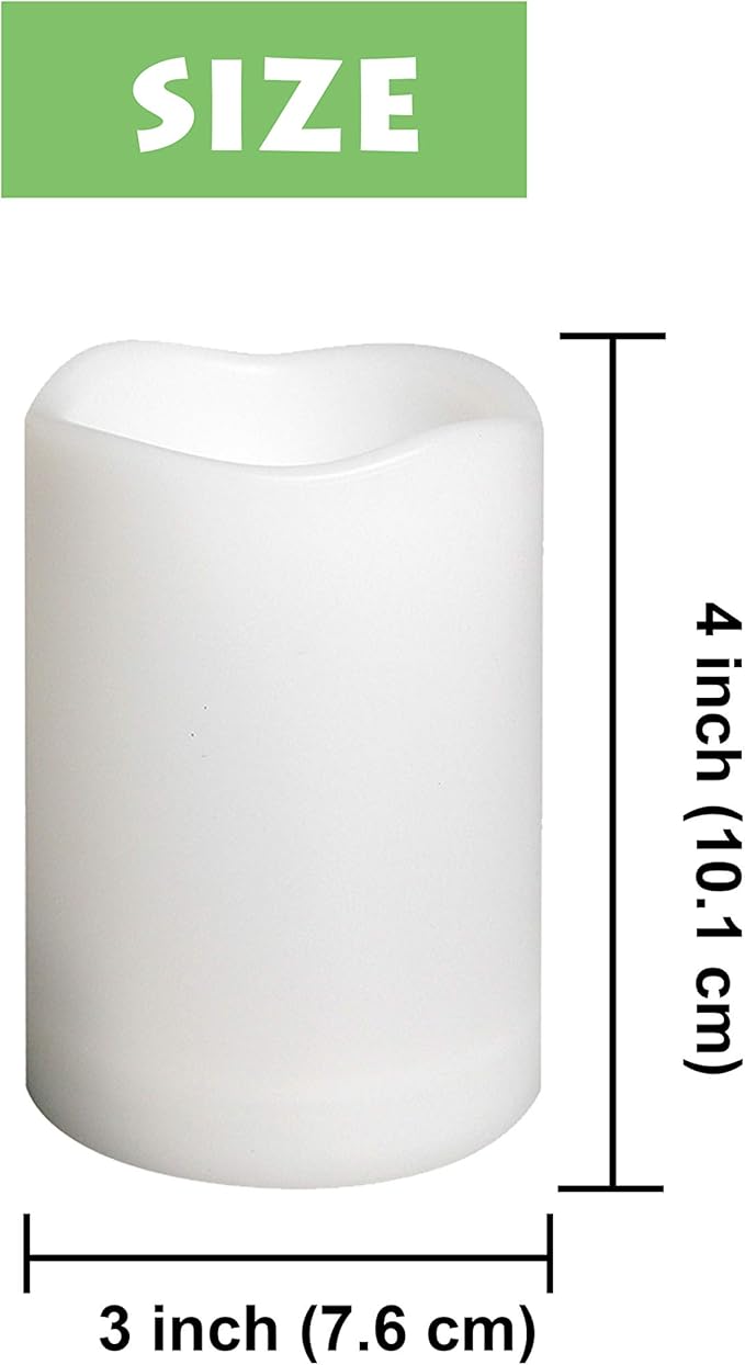 Waterproof Outdoor Flameless Pillar Candle with Timer Battery Operated Electric LED Candle Set for Gift Home Décor Party Wedding Supplies Garden Halloween Christmas Decoration, 1 Pack, 3” x 4”