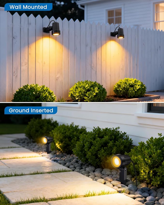 ZZXX All-in-One Low Voltage Landscape Lighting Kit, 8-Pack LED Landscape Lights with Transformer 65FT Wire and Connectors, 2700K Waterproof Landscape Spot Lights for Garden Yard House Tree