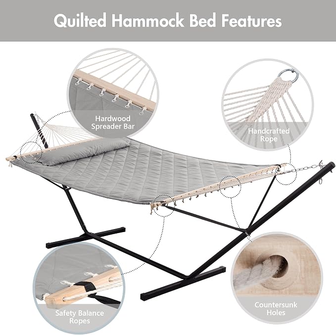ANOW 2pk - Hammock with 12 Feet Stand + 1 Hammock Cover