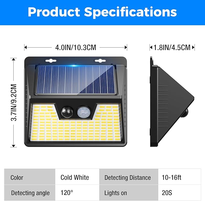 Peasur 18 Pack/140 LED Solar Lights, Outdoor Waterproof, 3 Lighting Modes, Motion Sensor, Black