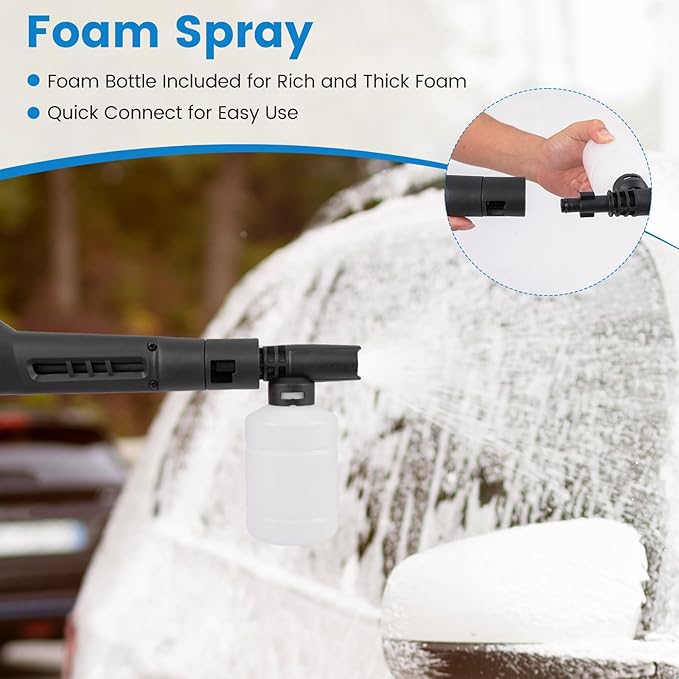 COSTWAY Electric Pressure Washer, Max 1900 PSI 1.8 GPM Power Washer with 4 Nozzles, Foam Bottle & Spray Gun, Portable Pressured Cleaner with 35.5 ft Power Cord & 20 ft Hose for Cars, Siding, Driveways