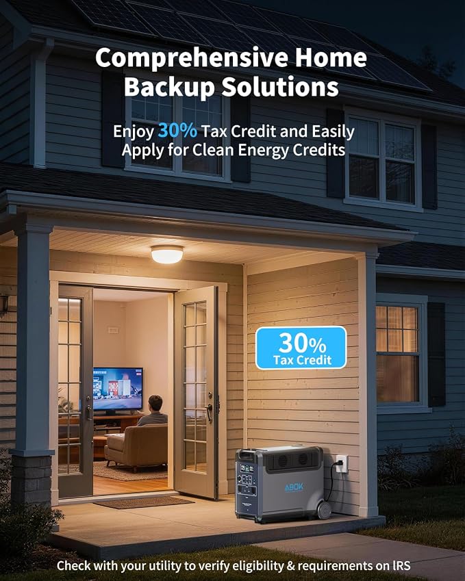 ABOK Ark3600 Portable Power Station with Asp200 200W Solar Panel & Acs500 Alternator Charger, 3840Wh LiFePO4 Solar Generator Bundle, 3600W Output, Expandable to 11520Wh for Home Backup, RV, Camping