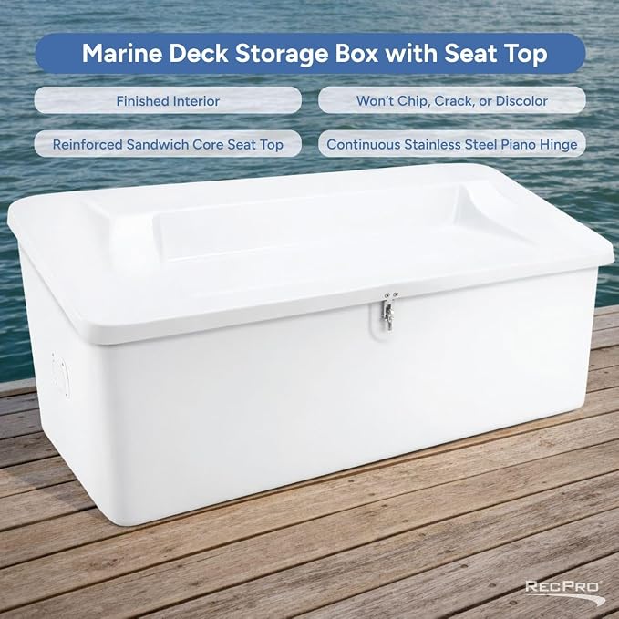 RecPro 72" Marine Dock Box | Fiberglass Storage Bench