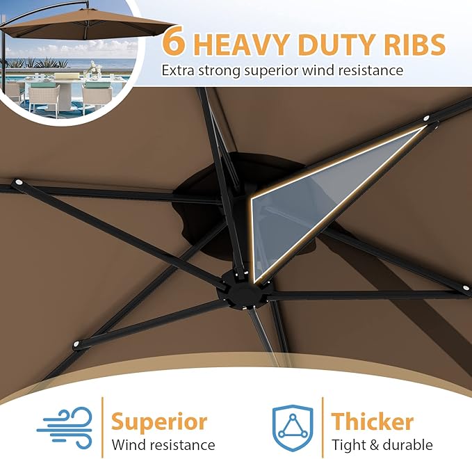 Greesum 9FT Patio Umbrella, Outdoor Table Umbrella with Push Button Tilt, Crank and 8 Sturdy Ribs for Garden, Lawn, Backyard & Pool