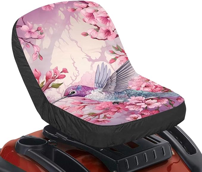 Hummingbird Flowers Lawn Mower Seat Cover Craftsman Lawn Mower Seat Waterproof Heavy Duty Tractors Seat Decor Accessories