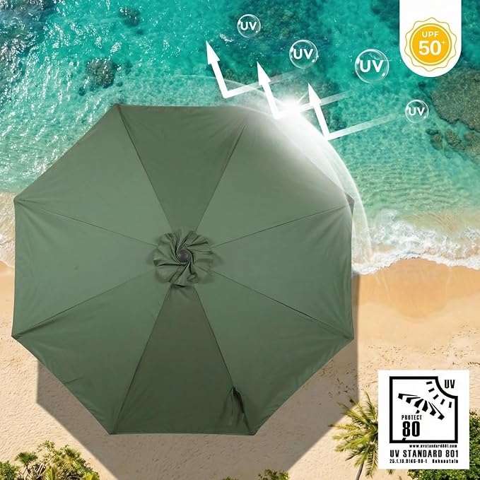 COWVIE Umbrella Canopy Replacement for 8 Ribs Patio Umbrella, Outdoor Table Parasol Replacement for Yard, Canopy Only