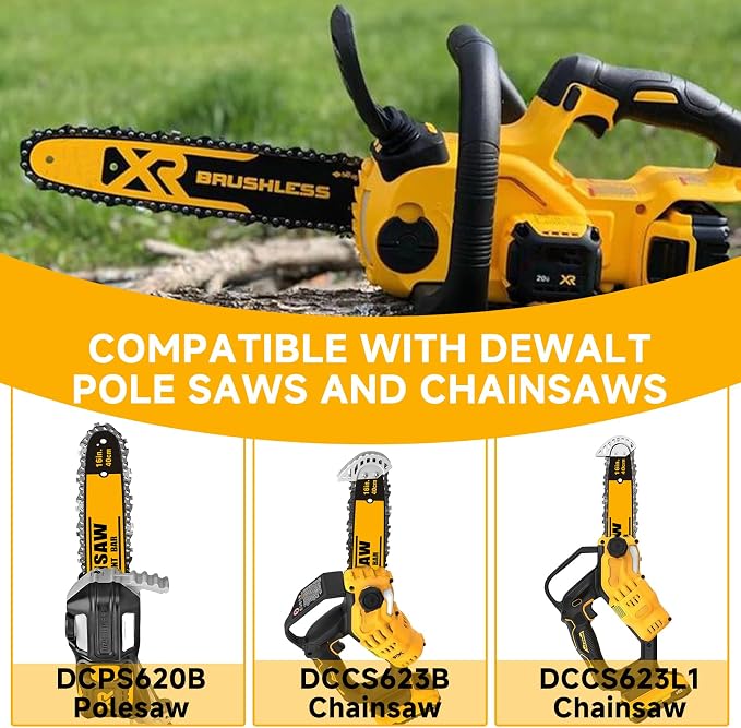 16-Inch DWZCSB16 Chainsaw Guide Bar and DWO1DT616T Saw Chains Combo Durable Guide Bar Compatible with DEWALT Chainsaw DCCS670, DCCS670B, DCCS670X1, DCCS670P1