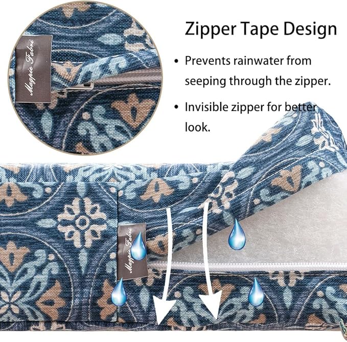 Magpie Fabrics Patio Bench Cushion Cover 48x18x3 Inch, NO Insert! Water&Fade Resistant Outdoor Loveseat Replacement Cover with Zipper (Morgan Medal Blue)