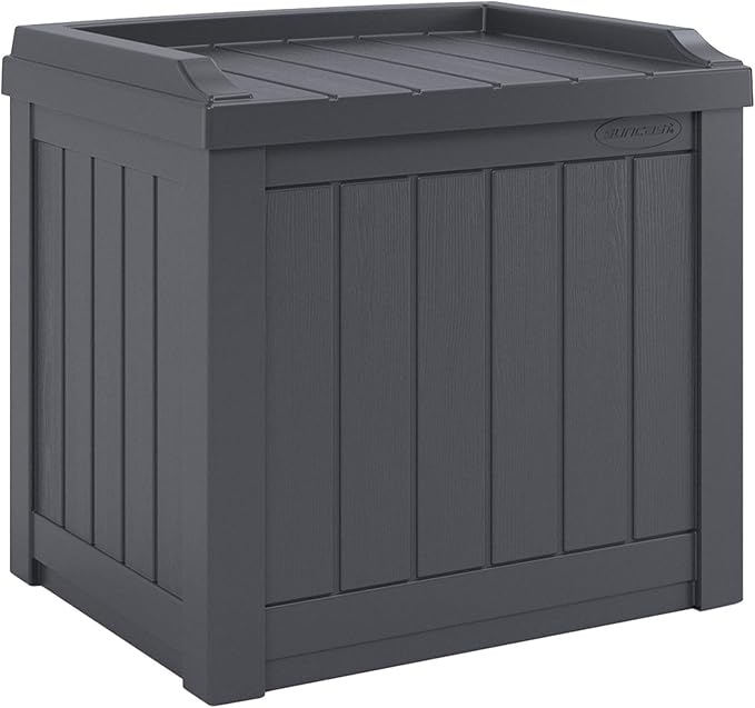 Suncast 2 Pack Small Deck Box Storage w/Bench Seat for Indoor & Outdoor Use, 22 Gal., Cyberspace